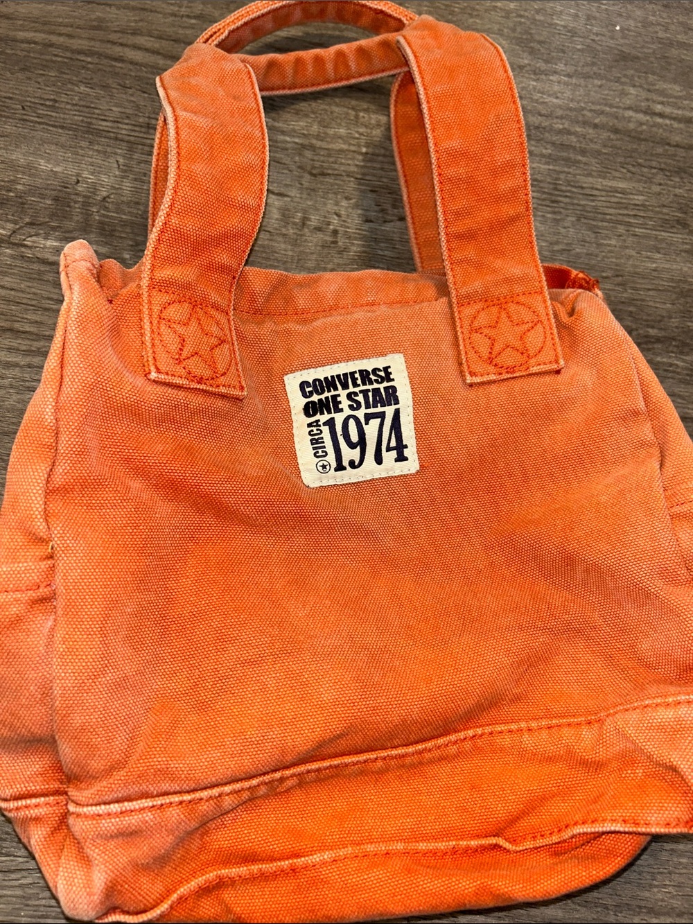 Converse One Star 1974 Canvas Tote Bag Orange Distressed Utility Carryall